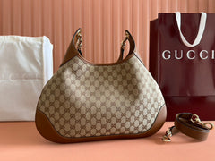 B MEDIUM SHOULDER BAG 42 IN BEIGE AND DARK BROWN GG CANVAS