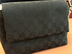 SMALL CROSSBODY BAG 19 IN BLACK CANVAS MONOGRAM LOGO