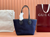 SMALL TOTISSIMA REVERSIBLE TOTE 22 IN DARK BLUE DENIM ONE SIDE BEIGE AND BLUE CALFSKIN ON THE OTHER