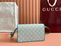 EMBLEM WALLET GG MONOGRAM 20 IN SAGE GREEN SMOOTH CALFSKIN