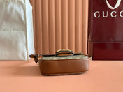 SMALL HORSEBIT 1955 SHOULDER BAG 20 IN BEIGE AND DARK BROWN NEW GG MONOGRAM CALFSKIN
