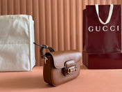 SMALL HORSEBIT 1955 SHOULDER BAG 20 IN BROWN SOFT CALFSKIN LIGHT GOLD HARDWARE