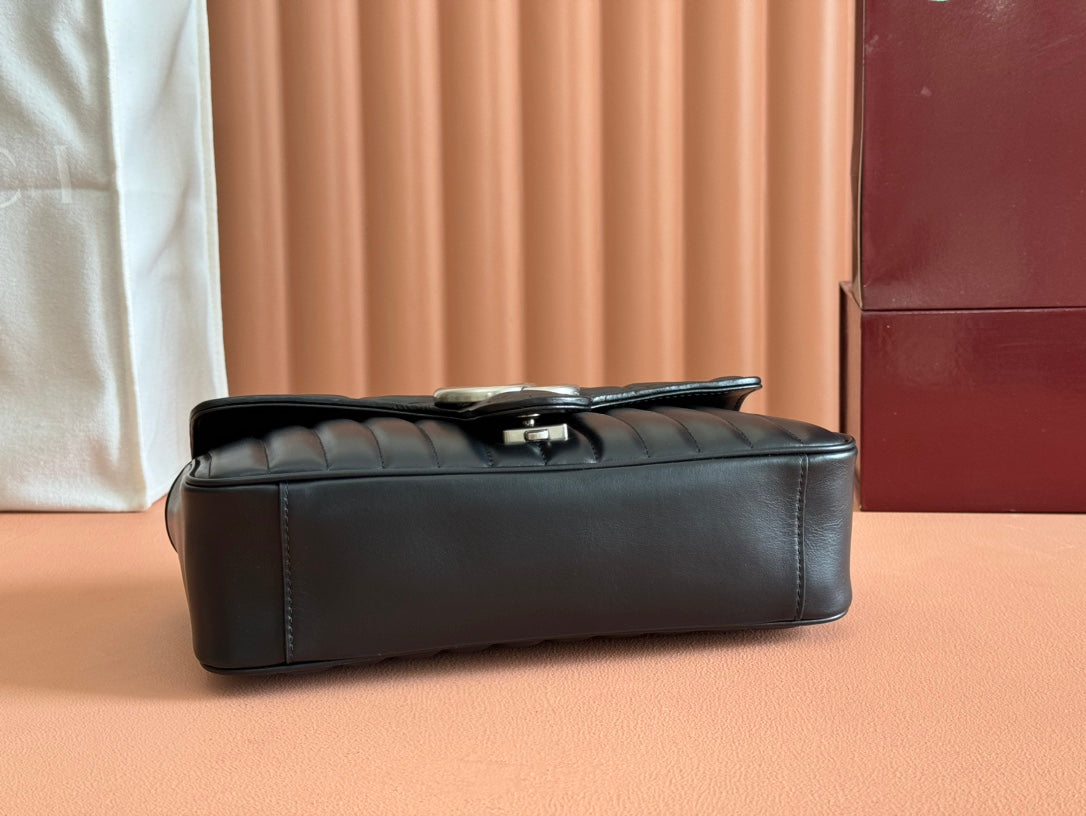 MARMONT SMALL SHOULDER BAG 26 IN BLACK LAMBSKIN