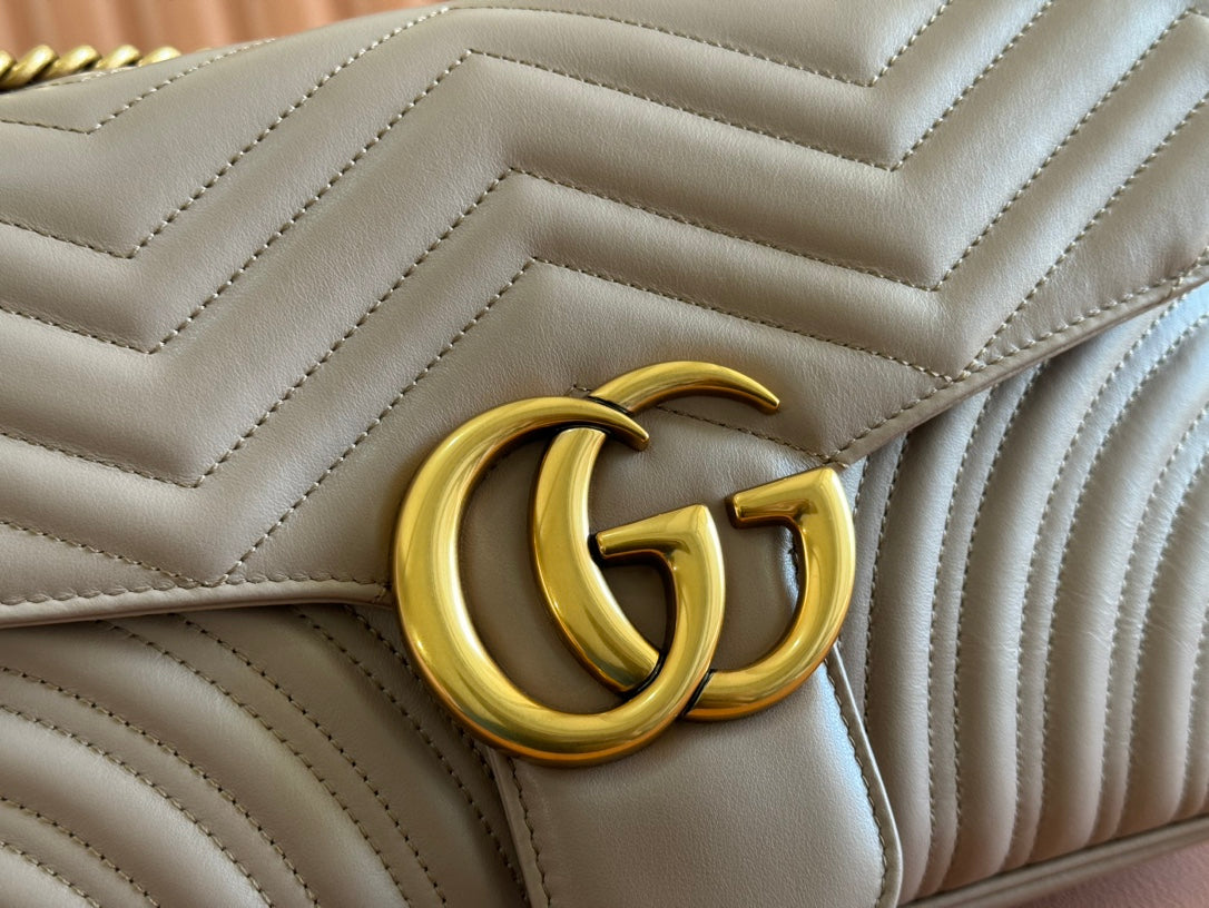 MARMONT SHOULDER BAG 31 IN BEIGE CALFSKIN GOLD CHAIN