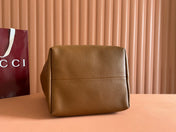 MEDIUM TOTISSIMA REVERSIBLE TOTE BAG 30 IN BROWN CALFSKIN BEIGE AND BROWN GG CANVAS ON SIDE