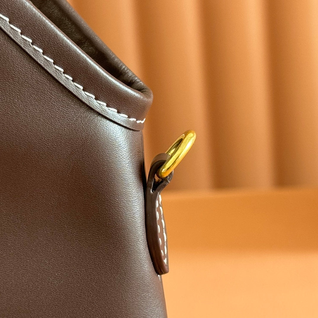 IVY SMALL TOTE BAG 24 IN BRIARWOOD BROWN CALFSKIN