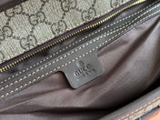 MEDIUM TOTE BAG 38 IN BEIGE AND BROWN GG COATED FABRIC DARK BROWN CALFSKIN