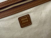 MEDIUM BACKPACK 29.5 IN GREY CANVAS BROWN CALFSKIN