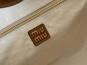 MIUHOBO TOTE 28 IN BROWN CALFSKIN FABRIC LINING GOLD LOCK