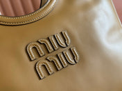 MIUHOBO TOTE 28 IN BROWN CALFSKIN FABRIC LINING GOLD LOCK