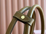 MIUHOBO TOTE 28 IN BROWN CALFSKIN FABRIC LINING GOLD LOCK