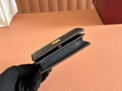 MARMONT BI-COLOUR CARD CASE WALLET 11 IN BLUE BEIGE EBONY GG CANVAS BLACK CALFSKIN