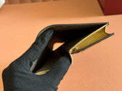 MARMONT BI-COLOUR CARD CASE WALLET 11 IN BEIGE EBONY GG CANVAS GOLD GLOSSY CALFSKIN