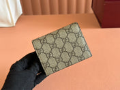 MARMONT BI-COLOUR CARD CASE WALLET 11 IN BEIGE EBONY GG CANVAS GOLD GLOSSY CALFSKIN