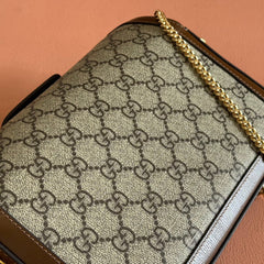 HORSEBIT 1955 SMALL 21.5 IN BEIGE EBONY GG SUPREME BROWN CALFSKIN GOLD HARDWARE