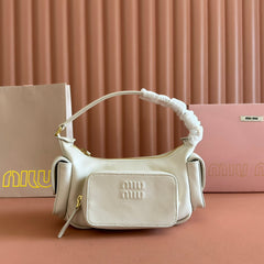 POCKET HANDBAG 21 IN WHITE CALFSKIN