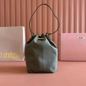 GABADINE POUCH 22.5 IN OLIVE GREEN CANVAS YELLOW DRAWSTRING