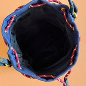 GABADINE POUCH 22.5 IN INDIGO RED CANVAS AMARANTH DRAWSTRING