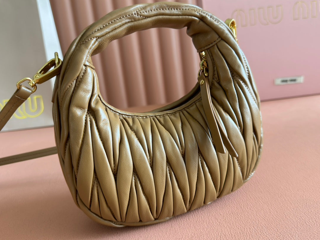 WANDER MATELASSÉ NAPPA MINI BAG 18 IN DARK BROWN LAMBSKIN