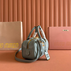 ARCADIE MATELASSÉ BAG 22 OLIVE GRAY IN CALFSKIN GOLD HARDWARE