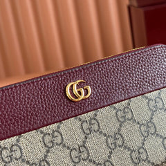 GG MARMONT 19 LONG WALLET IN RED AND BEIGE CALFSKIN