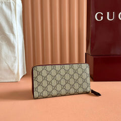 GG MARMONT 19 LONG WALLET IN RED AND BEIGE CALFSKIN