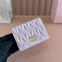 SMALL MATELASSÉ NAPPA LEATHER WALLET LIGHT PINK