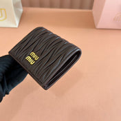 SMALL MATELASSÉ NAPPA LEATHER CARD HOLDER DARK BROWN