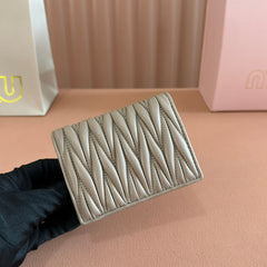SMALL MATELASSÉ NAPPA LEATHER WALLET TAUPE GRAY