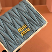 SMALL MATELASSÉ NAPPA LEATHER WALLET BLUE