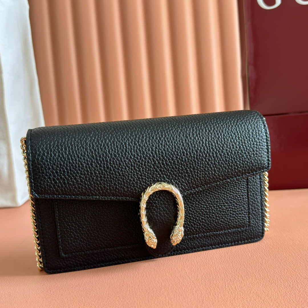 GUCCI 25S DIONYSUS WALLET ON CHAIN 20 IN BLACK CALFSKIN