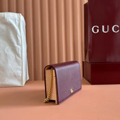 GG MARMONT 20 MINI CHAIN BAG IN DARK RED CALFSKIN