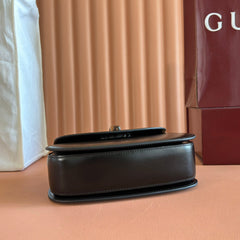 GUCCI BAMBOO MINI BAG 21 BLACK IN CALFSKIN GOLD HARDWARE