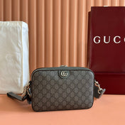 GUCCI OPHIDIA SMALL CROSSBODY BAG 24 GREY AND BLACK MONOGRAM CANVAS