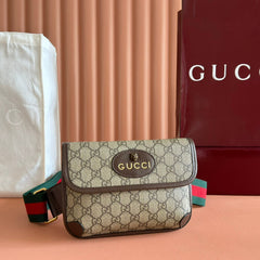 GUCCI NEO VINTAGE TIGER HEAD CROSSBODY BAG 20 IN CANVAS BROWN LEATHER TRIM