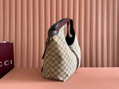 GUCCI GIGLIO LARGE TOTE BAG 60 IN BEIGE AND DARK BROWN GG CANVAS