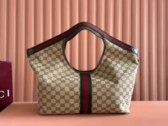 GUCCI GIGLIO LARGE TOTE BAG 60 IN BEIGE AND DARK BROWN GG CANVAS
