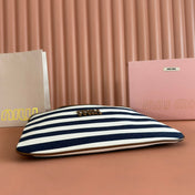 HOBO BAG 40 BLUE AND WHITE STRIPED IN CANVAS