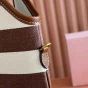 HOBO BAG 40 BROWN AND BEIGE STRIPED IN CANVAS