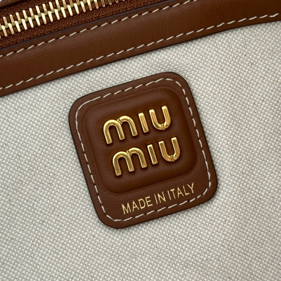 HOBO BAG 40 BROWN AND BEIGE STRIPED IN CANVAS