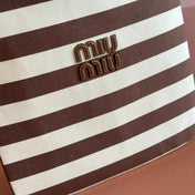HOBO BAG 40 BROWN AND BEIGE STRIPED IN CANVAS