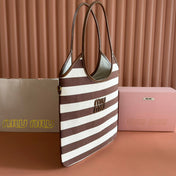 HOBO BAG 40 BROWN AND BEIGE STRIPED IN CANVAS