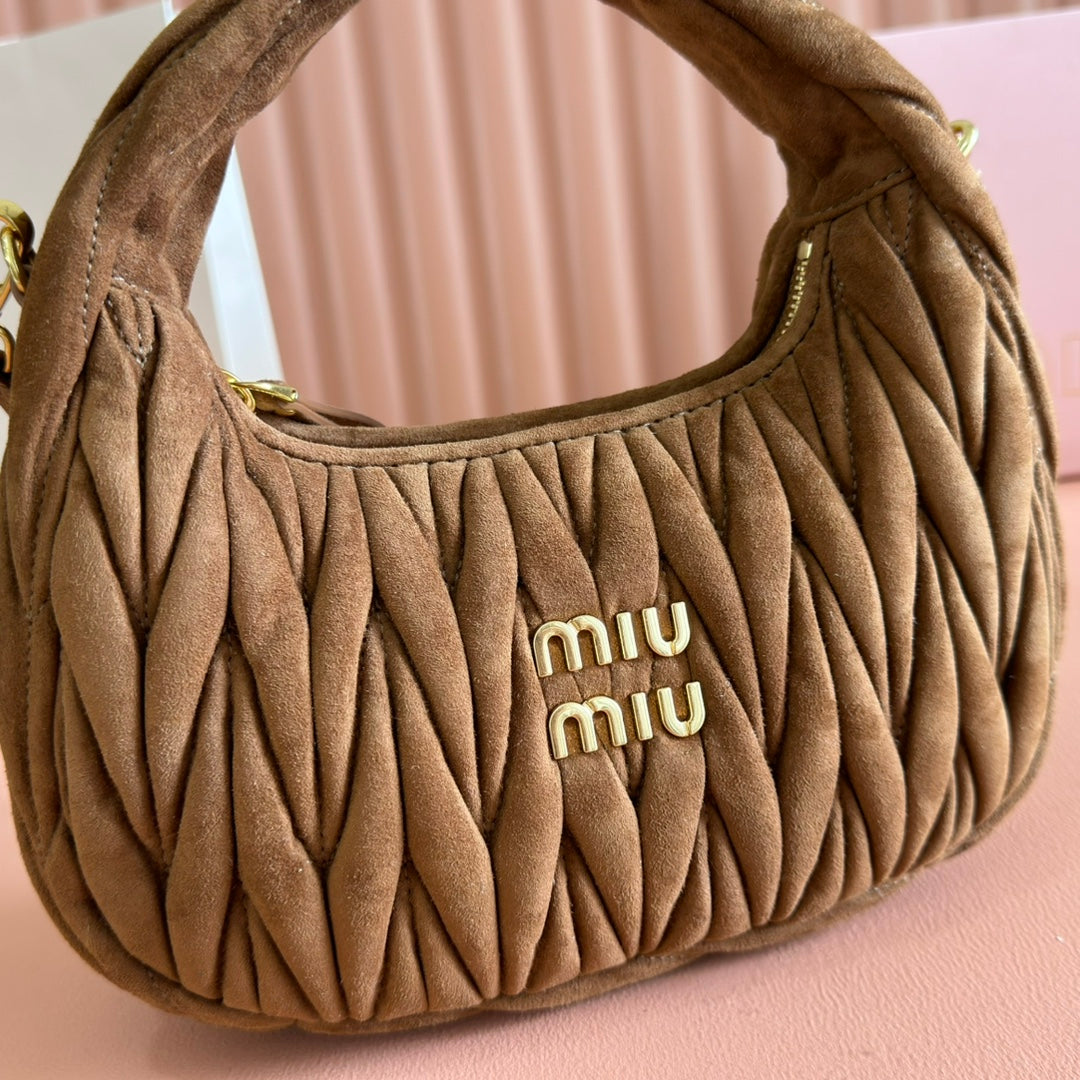 MIU MIU SUEDE HANDBAG 23 DARK BROWN