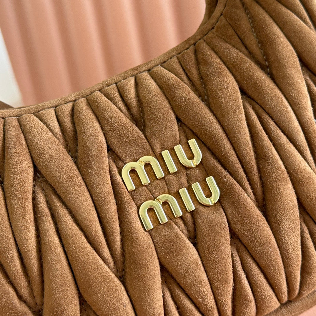 MIU MIU SUEDE HANDBAG 23 DARK BROWN