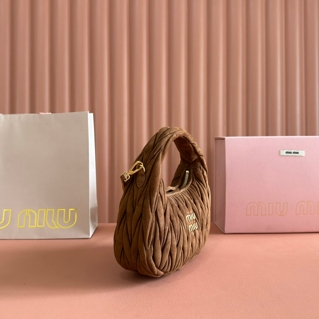 MIU MIU SUEDE HANDBAG 23 DARK BROWN