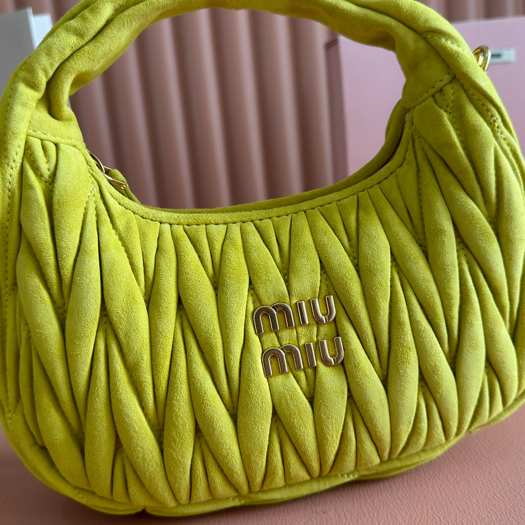 MIU MIU SUEDE HANDBAG 23 CHARTREUSE YELLOW