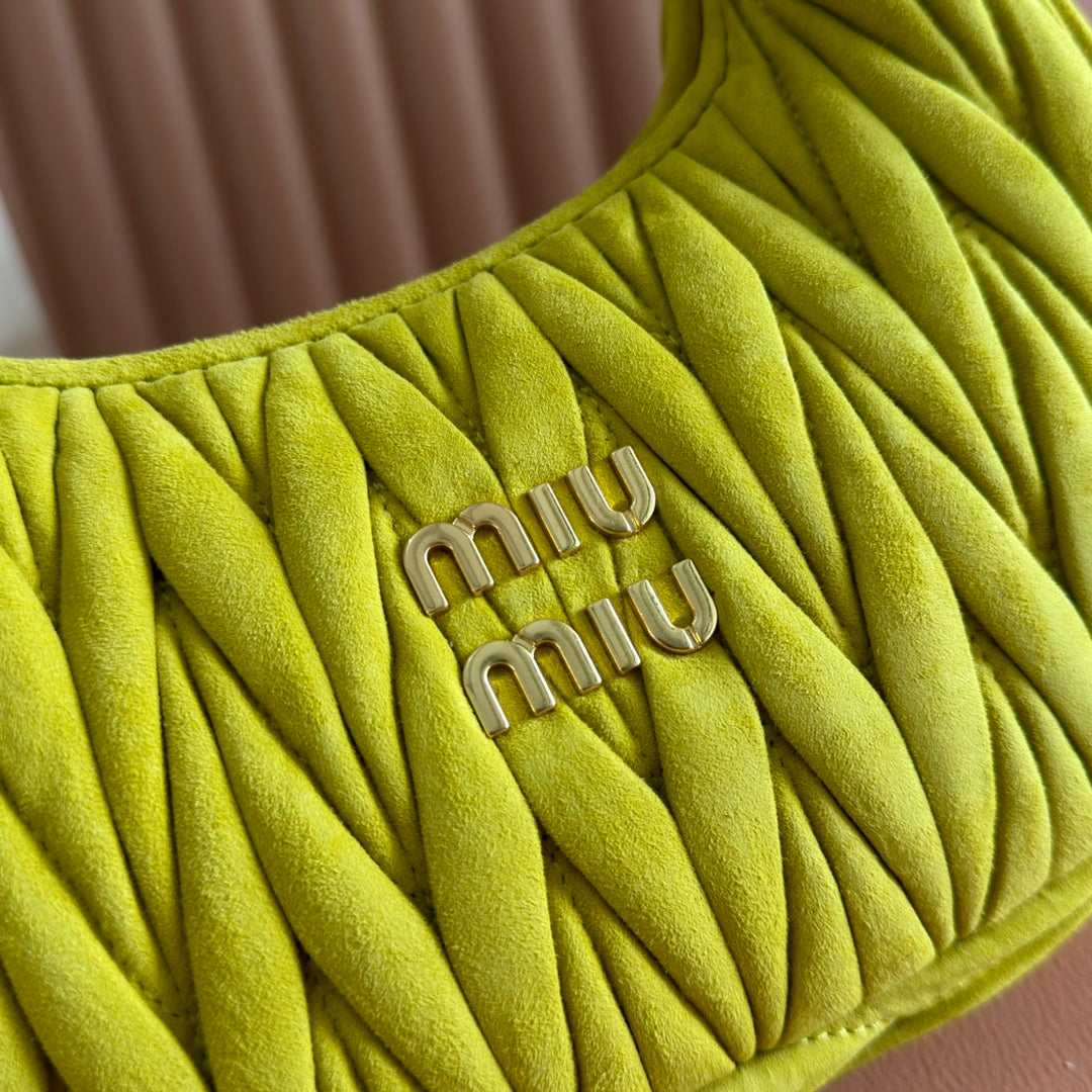 MIU MIU SUEDE HANDBAG 23 CHARTREUSE YELLOW