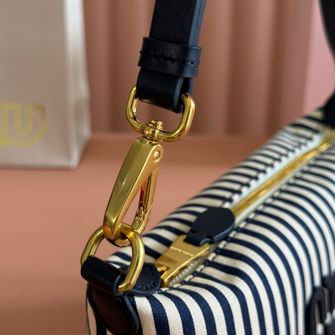 HOBO BAG 25 STRIPED WITH LOGO IN CANVAS