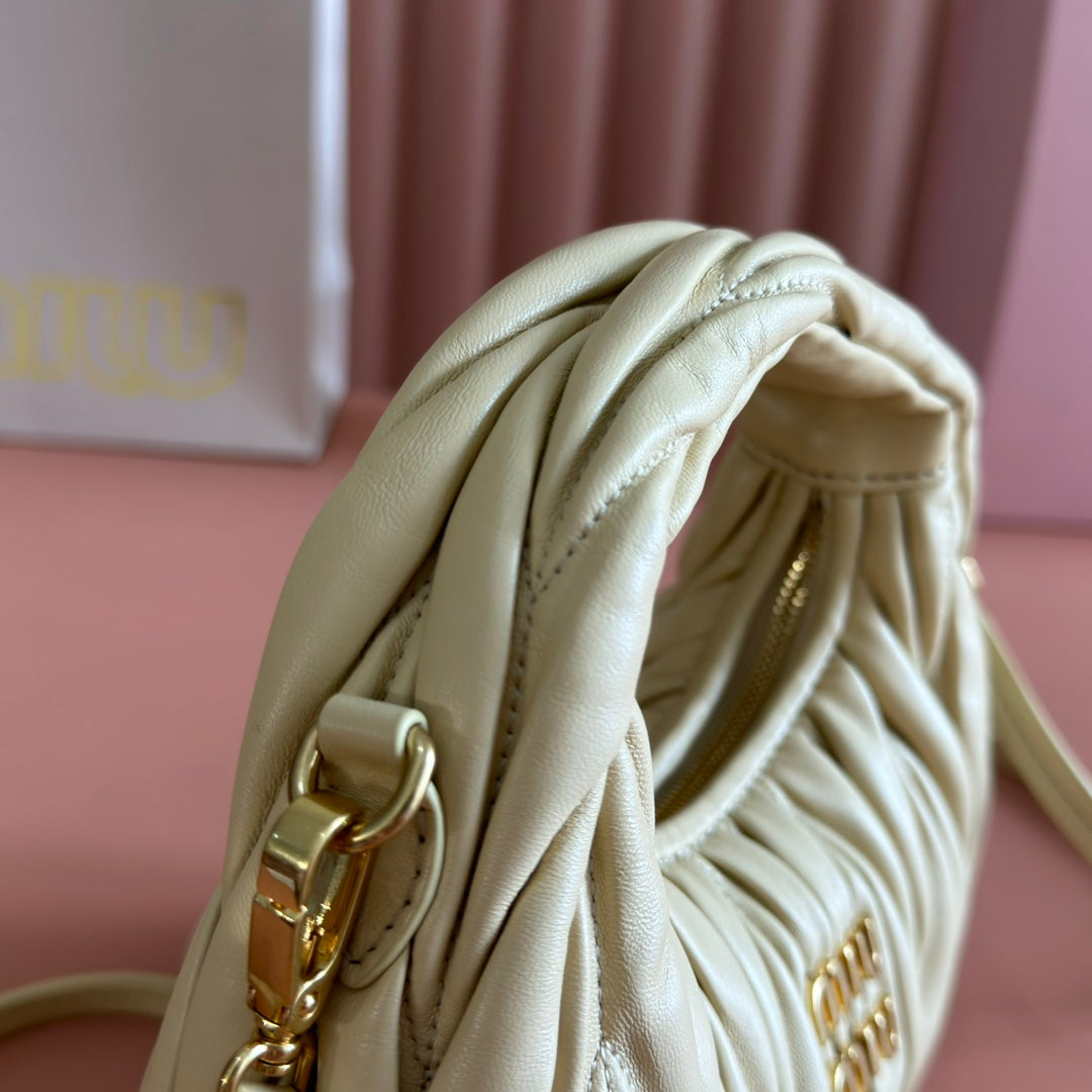 WANDER MATELASSÉ NAPPA MINI BAG 18 IN LIGHT OLIVE GRAY LAMBSKIN