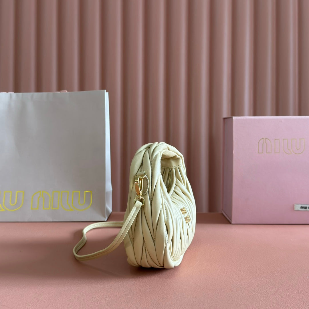 WANDER MATELASSÉ NAPPA MINI BAG 18 IN LIGHT OLIVE GRAY LAMBSKIN